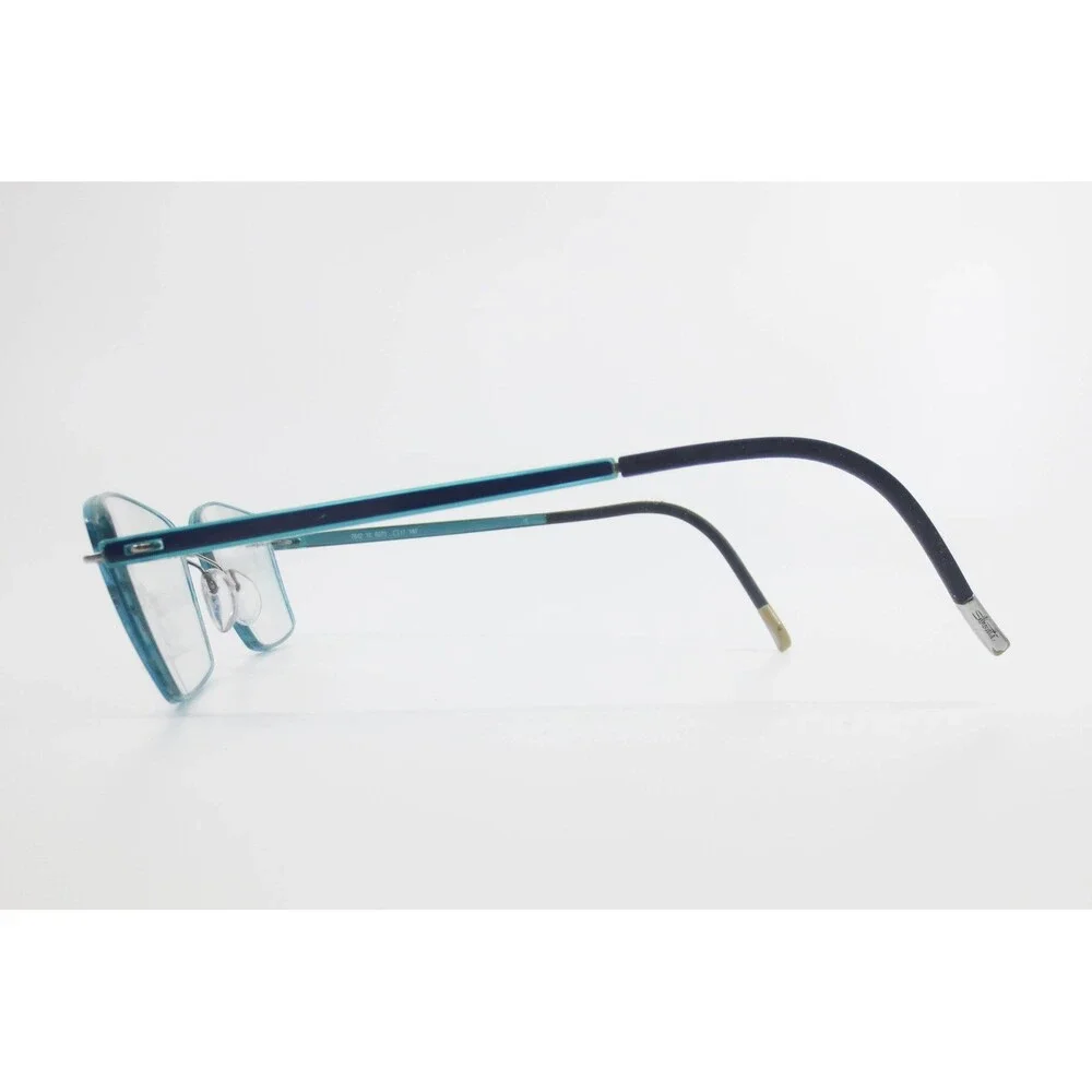 Silhouette 7642 10 6055 Teal Blue Rimless Eyeglasses Frames Austria 53-17-140